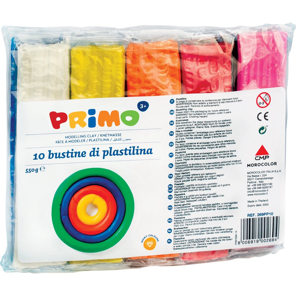 Plastilina Morocolor Primo, 550 g/cutie, 10 culori/pachet Plastilina Morocolor Primo, 550 g/cutie, 10 culori/pachet